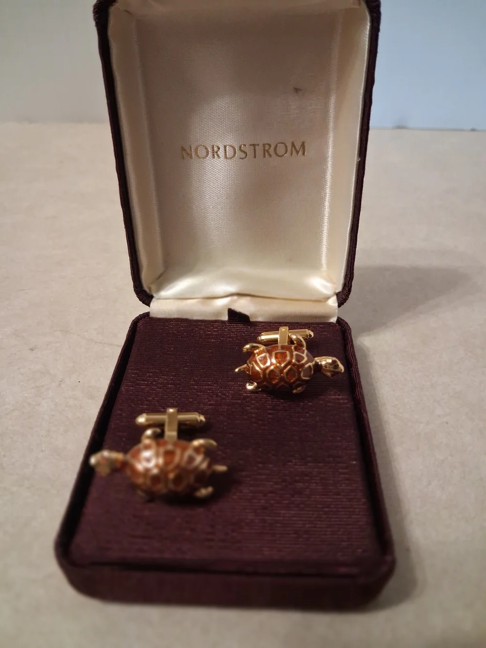 Nordstrom Gold and Red Turtle Cuff Links